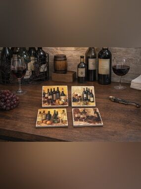 porcelain wine coasters with cork bottom set of four